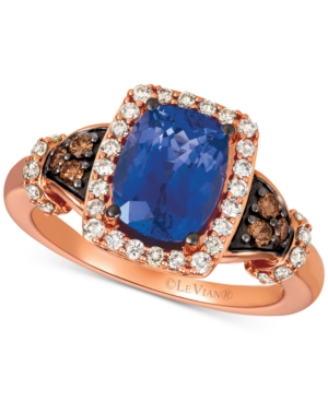image of Le Vian Blueberry Tanzanite (2 ct. t.w.), Nude Diamonds (1/3 ct. t.w.) & Chocolate Diamonds (1/8 ct. t.w.) Ring Set in 14k Rose Gold