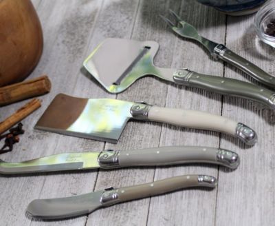 Laguiole Cheese Knife, Fork and Slicer Set, 5 Piece "Mist".