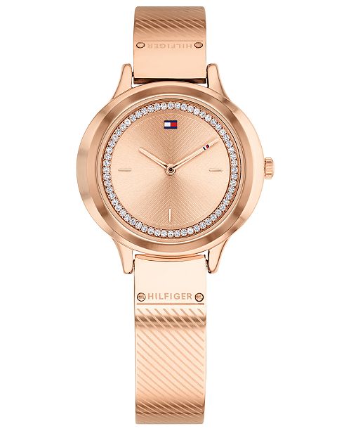 Tommy Hilfiger Women S Rose Gold Tone Bangle Bracelet Watch 32mm Reviews Watches Jewelry Watches Macy S