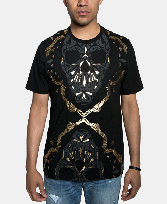 Sean John Men's Dual Skull Metallic Graphic T-Shirt - Macy's