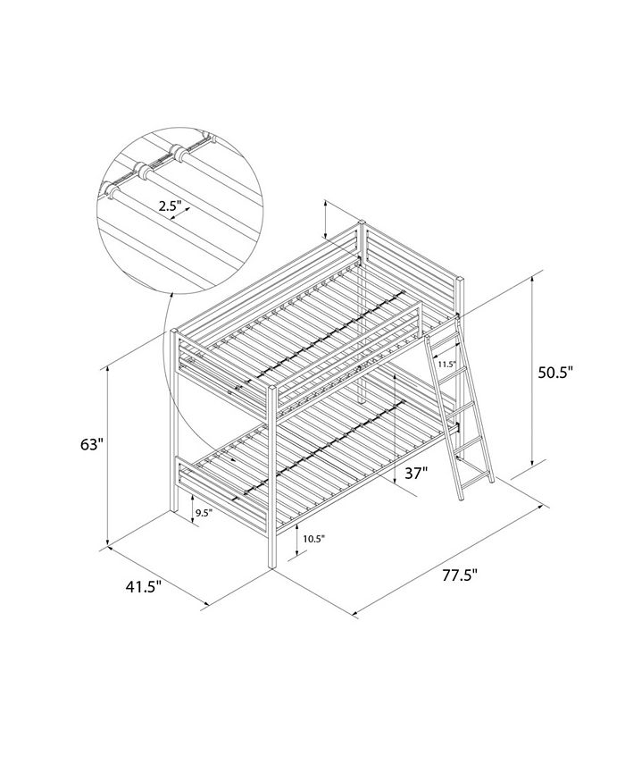 Novogratz Collection Novogratz Maxwell Twin over Twin Metal Bunk Bed ...