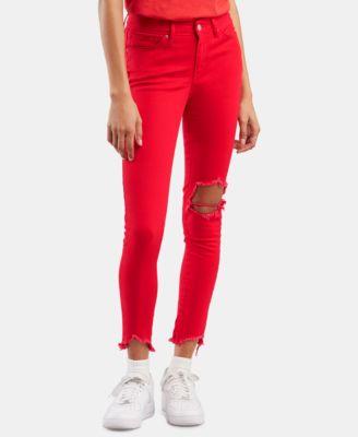 red levi skinny jeans