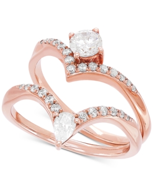 image of Diamond Two-Stone Bridal Set (3/4 ct. t.w.) in 14k Rose Gold