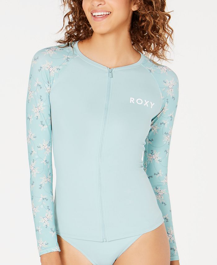 Roxy Juniors' Printed ZipUp Logo Rash Guard Macy's