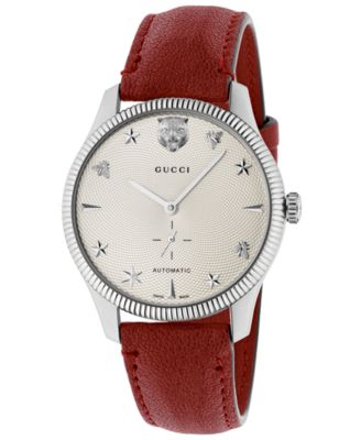 gucci red leather watch