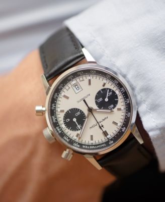 Men's Swiss Automatic Chronograph Intra-Matic Black Leather Strap Watch 40mm