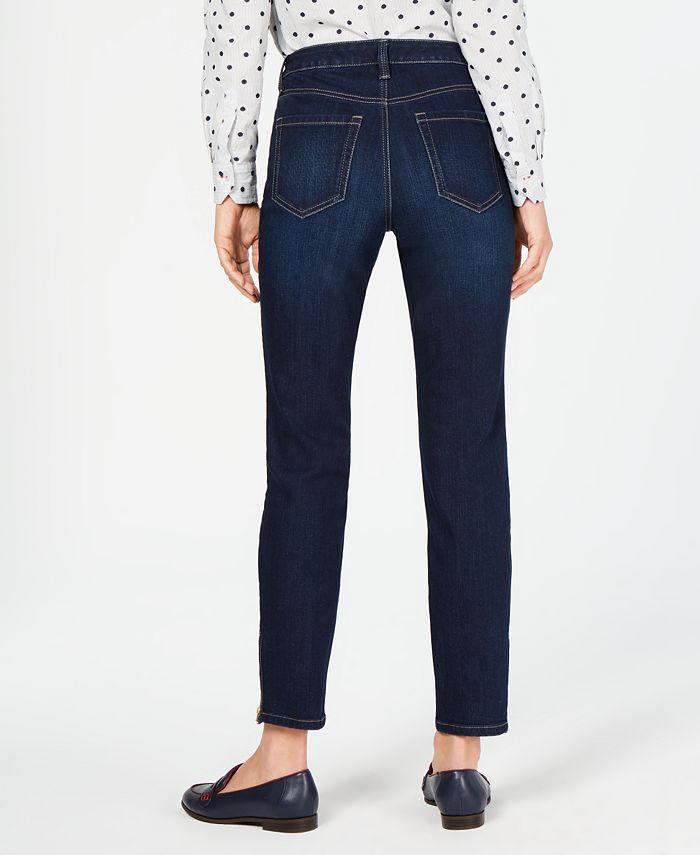 Charter Club Zipper-Cuff Dark Wash Skinny Jeans, Created for Macy's ...