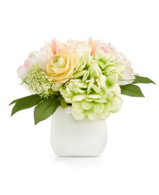 Martha Stewart Collection - Spring Ranunculus/Rose/Hydrangea Artificial Potted Flower Arrangement