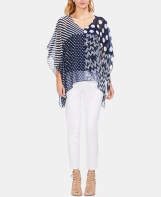 Vince Camuto Maze Patchwork-Print Poncho - Macy's