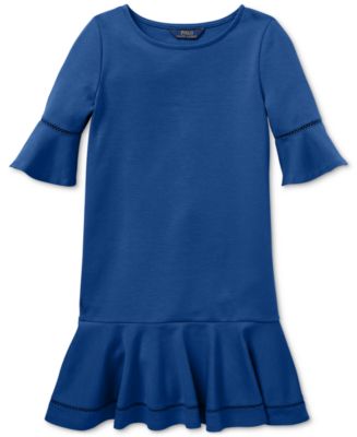 Polo Ralph Lauren Big Girls Ponté-Knit Inset-Lace Dress - Macy's