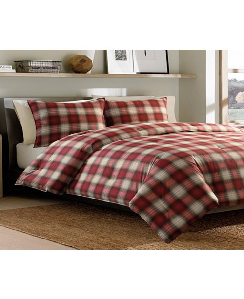 Eddie Bauer Navigation Plaid Red Full Queen Comforter Set