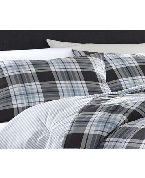 Eddie Bauer Lewis Plaid Atlantic Full Queen Duvet Cover Set