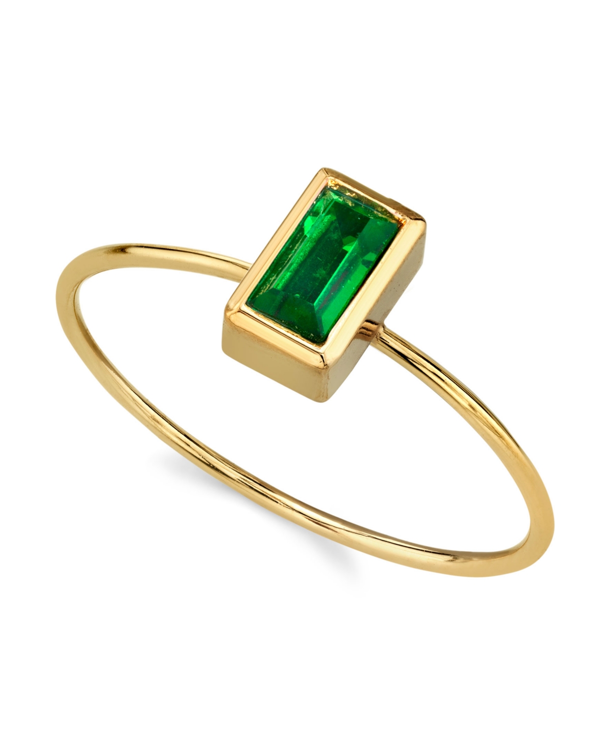 2028 14k Gold Dipped Rectangle Crystal Ring In Emerald