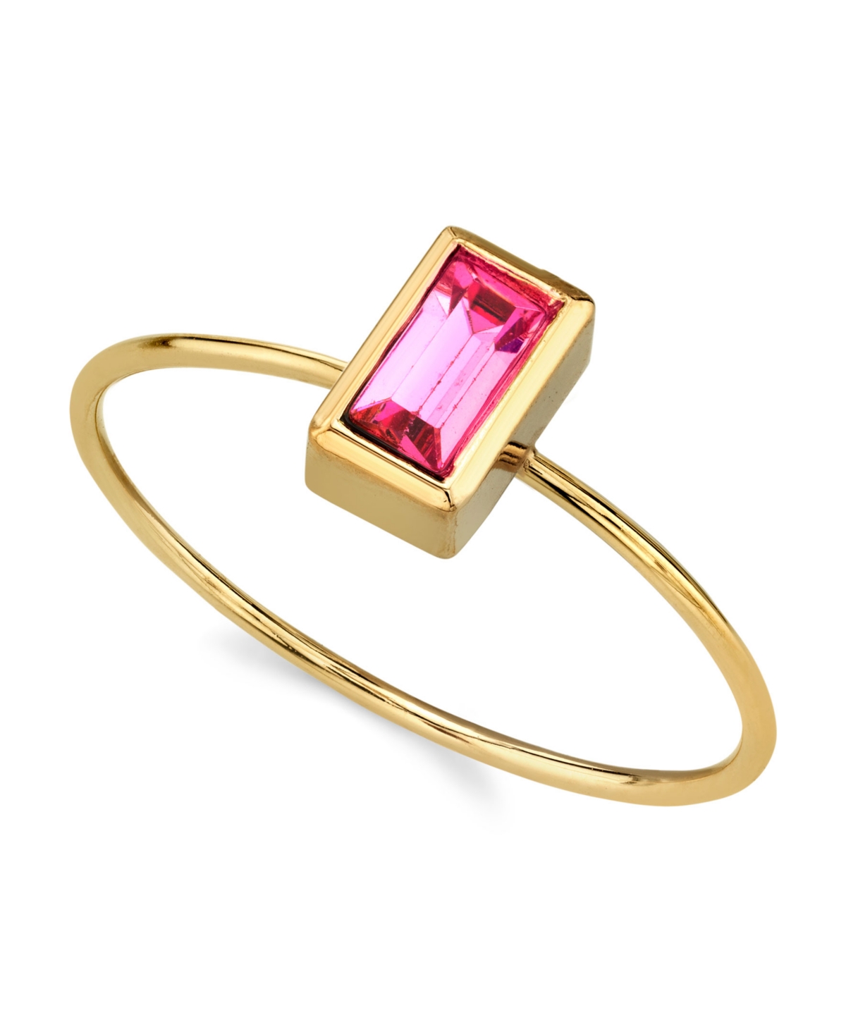 2028 14k Gold Dipped Rectangle Crystal Ring In Pink