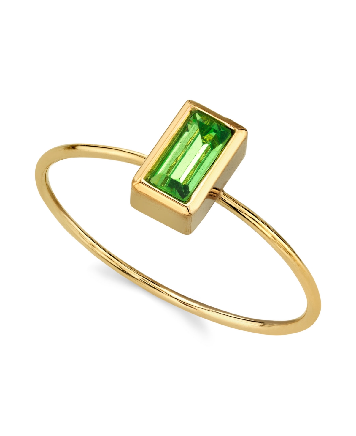 2028 14k Gold Dipped Rectangle Crystal Ring In Light Green