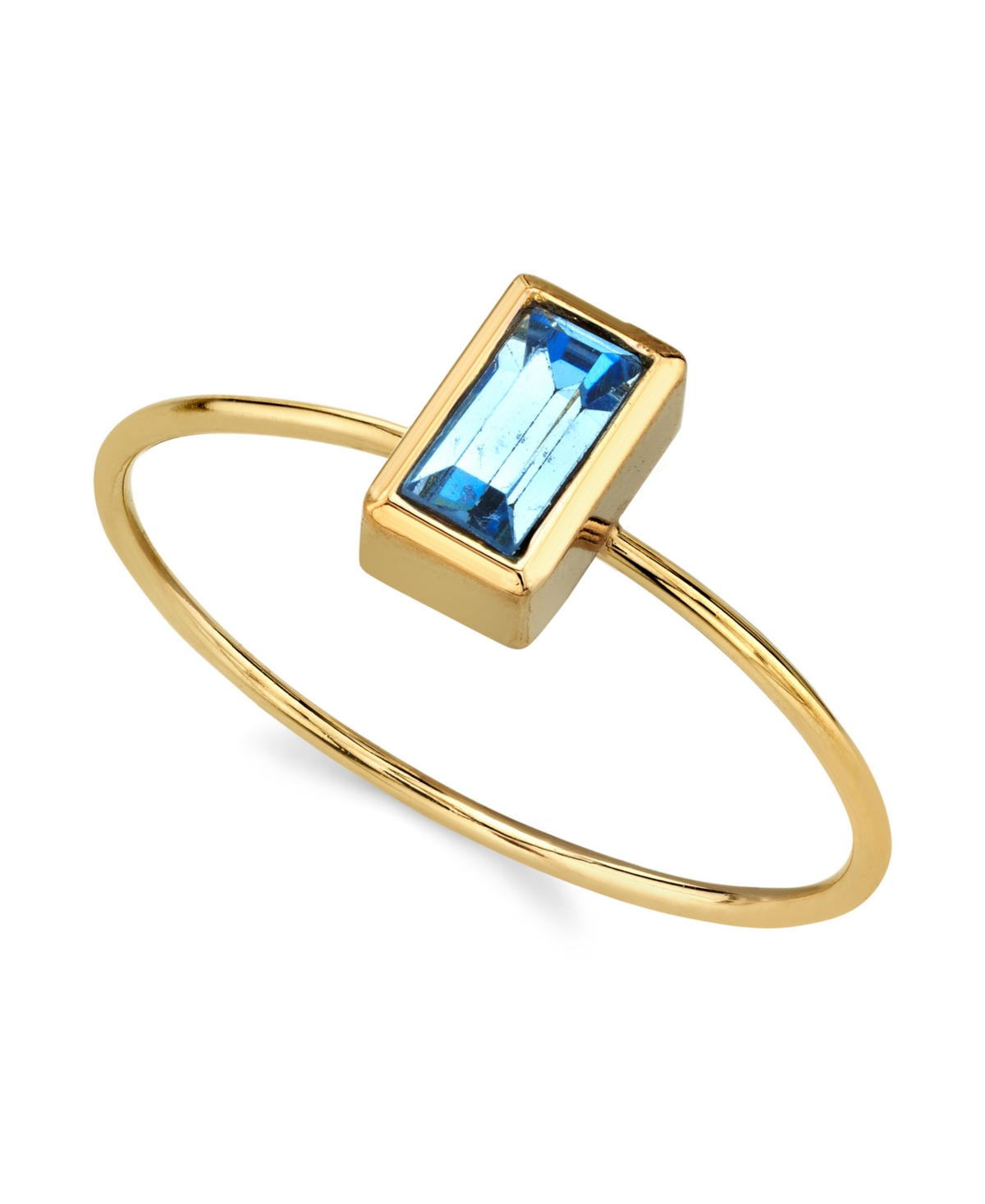 2028 14k Gold Dipped Rectangle Crystal Ring In Blue