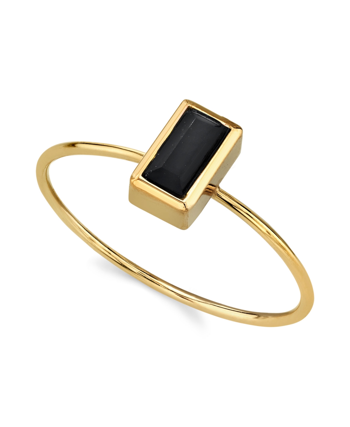 2028 14k Gold Dipped Rectangle Crystal Ring In Black