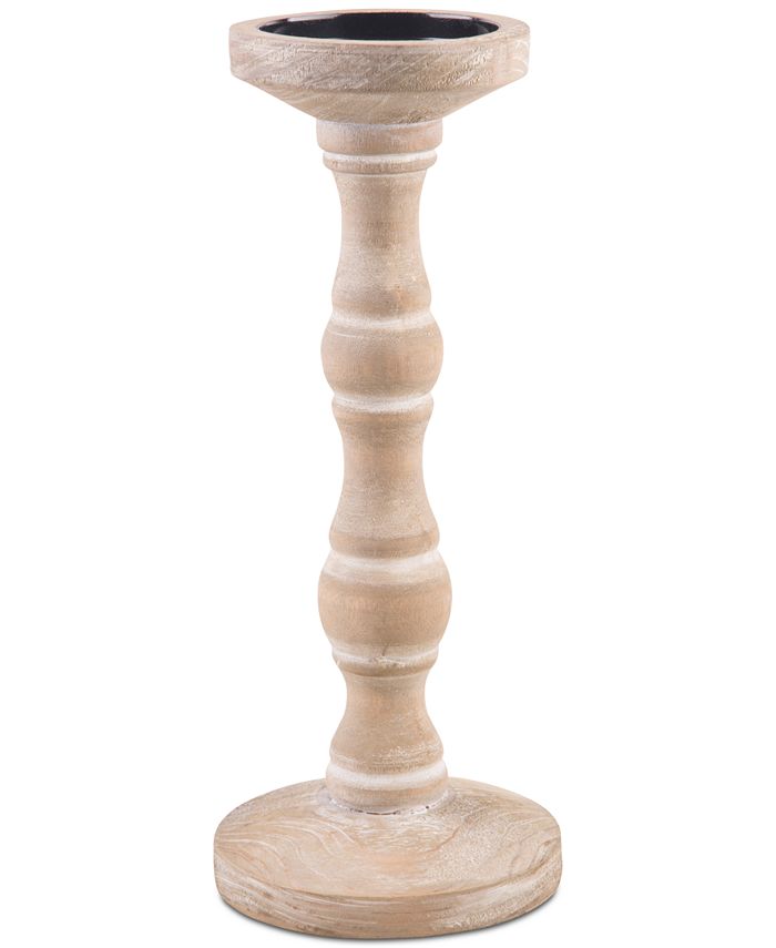 Small Beaded Wood Candlestick main image 0