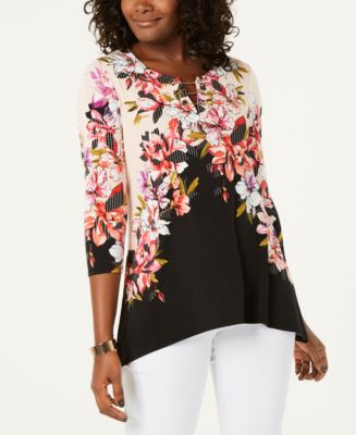 JM Collection Chain-Link Printed Tunic, Created for Macy's - Macy's