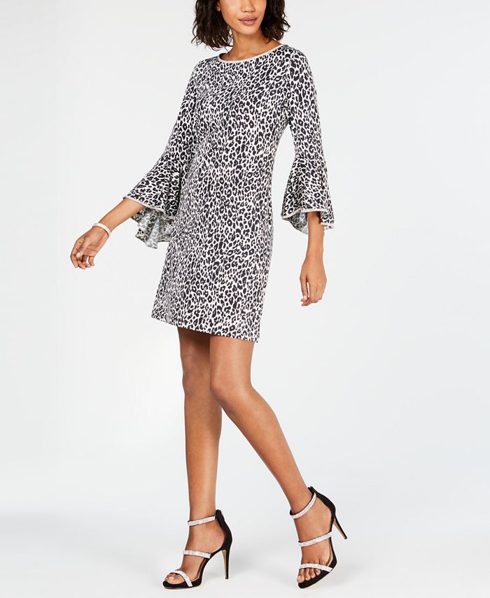MSK AnimalPrint BellSleeve Shift Dress Macy's