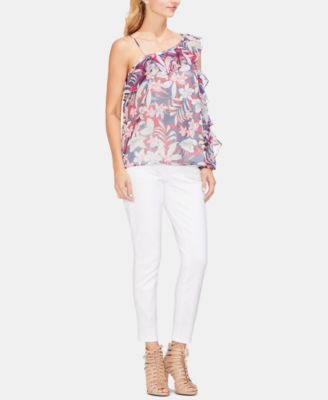 Vince Camuto Printed Asymmetrical Ruffled Top - Macy's