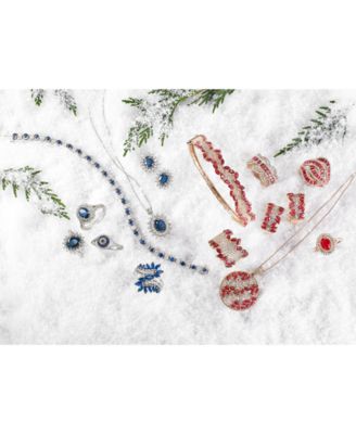 EFFY&reg; Sapphire (1-9/10 ct. t.w.) and Diamond (1 ct. t.w.) Two Row Oval Pendant in 14k White Gold