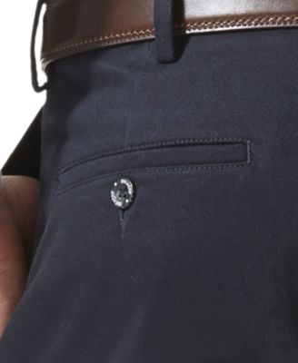 Men's Comfort Relaxed Pleated Cuffed Fit Khaki Stretch Pants