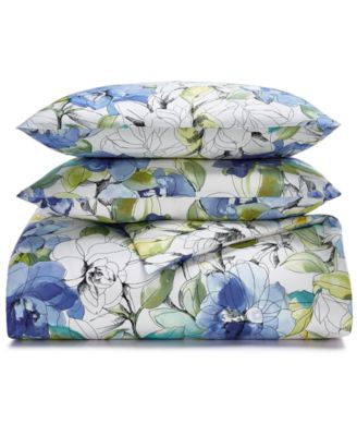 Charter Club Closeout! Sketch Floral Cotton 300 Thread Count 3-Pc. King Duvet Cover Set, Created for Macy's 