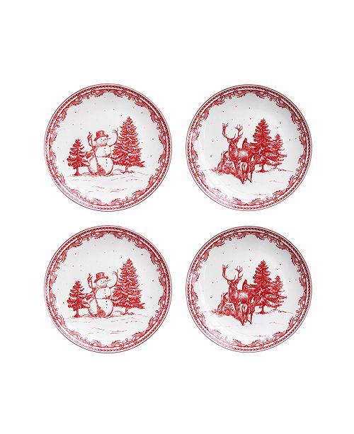 American Atelier Vintage Christmas Salad Plates Set Of 4