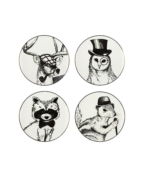 American Atelier Holiday Gold And Black Animals Set Of 4