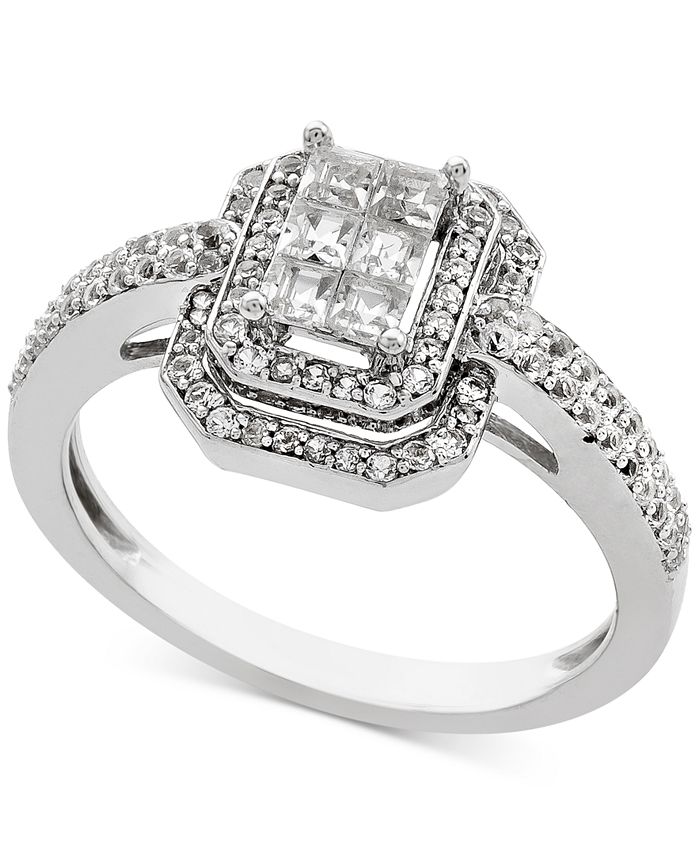 Macy's Diamond Princess Halo Engagement Ring (1/2 ct. t.w.) in 14k ...