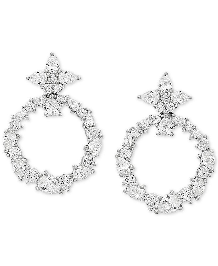 Arabella Swarovski Zirconia Doorknocker Drop Earrings in Sterling
