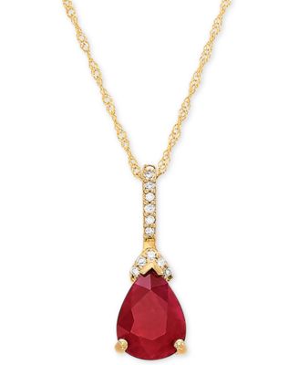 Macy's Ruby (1-1/3 Ct. T.w.) & Diamond Accent 18" Pendant Necklace In ...