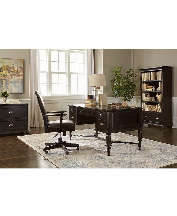 Furniture Clinton Hill Ebony Home Office Executive Desk, Created for