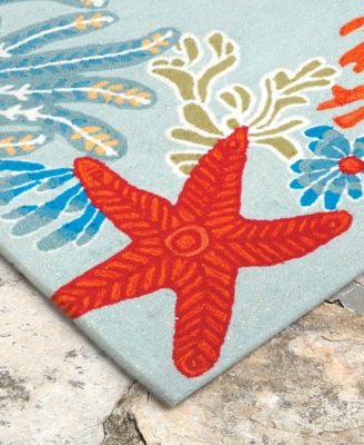 Ravella 2256 Ocean Scene Blue 3'6" x 5'6" Indoor/Outdoor Area Rug