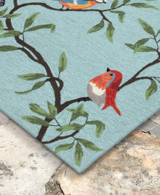 Ravella 2270 Birds On Branches Blue 3'6" x 5'6" Indoor/Outdoor Area Rug