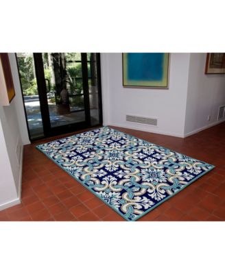 Ravella 2253 Floral Tile Blue 5' x 7'6" Indoor/Outdoor Area Rug