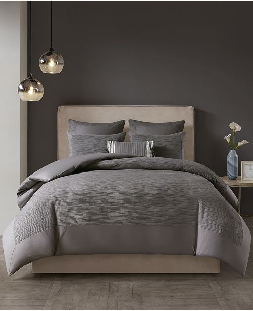 Natori Hanae Full Queen Cotton Blend Yarn Dyed 3 Piece Duvet Cover