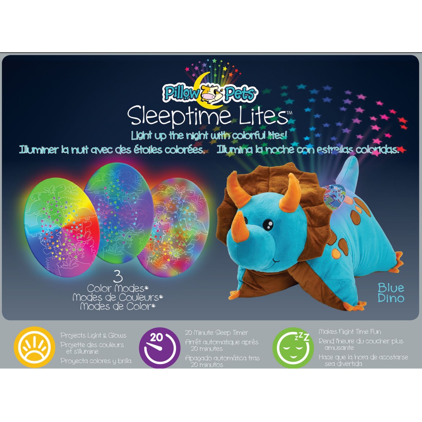 Детская мягкая игрушка Pillow Pets Dinosaur Plush Sleeptime Lite — фото 7