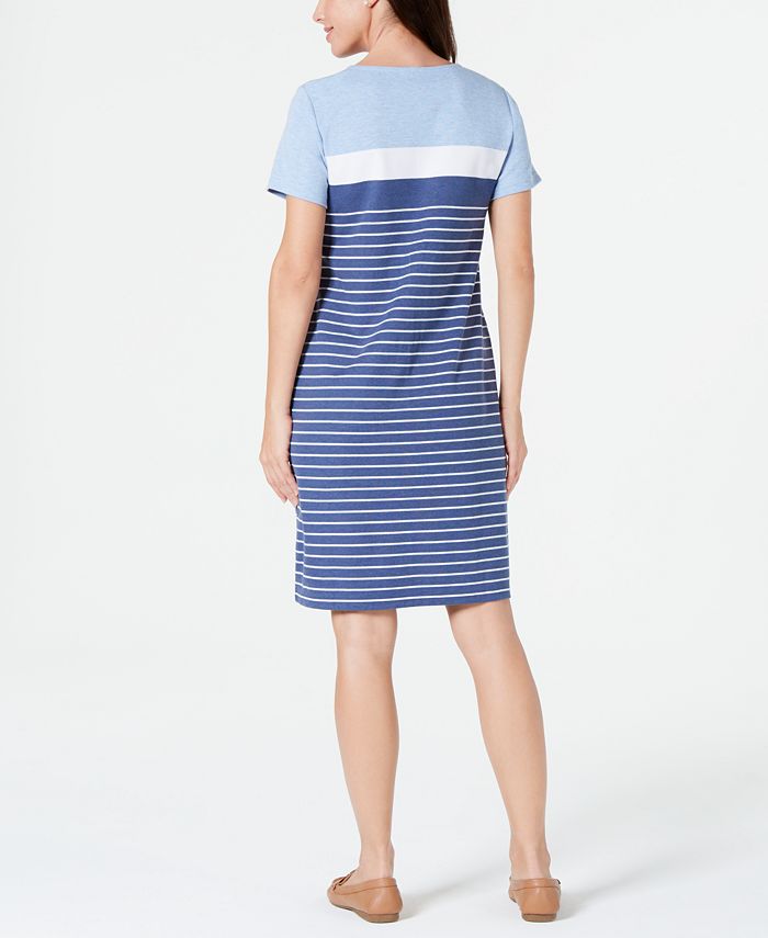 Karen Scott Petite Striped T-Shirt Dress, Created for Macy's - Macy's
