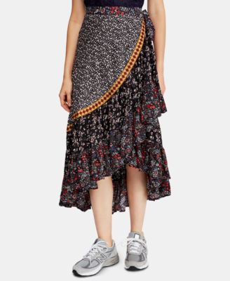 Free People - Esmeralda Mixed-Print Midi Wrap Skirt