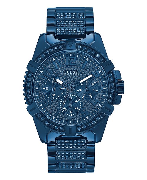 Guess Men S Iconic Blue Stainless Steel Bracelet Watch 48mm Created For Macy S Reviews Watches Jewelry Watches Macy S