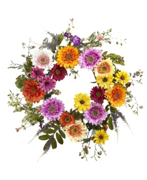 Nearly Natural 26" African Sunflower Wreath In Multi