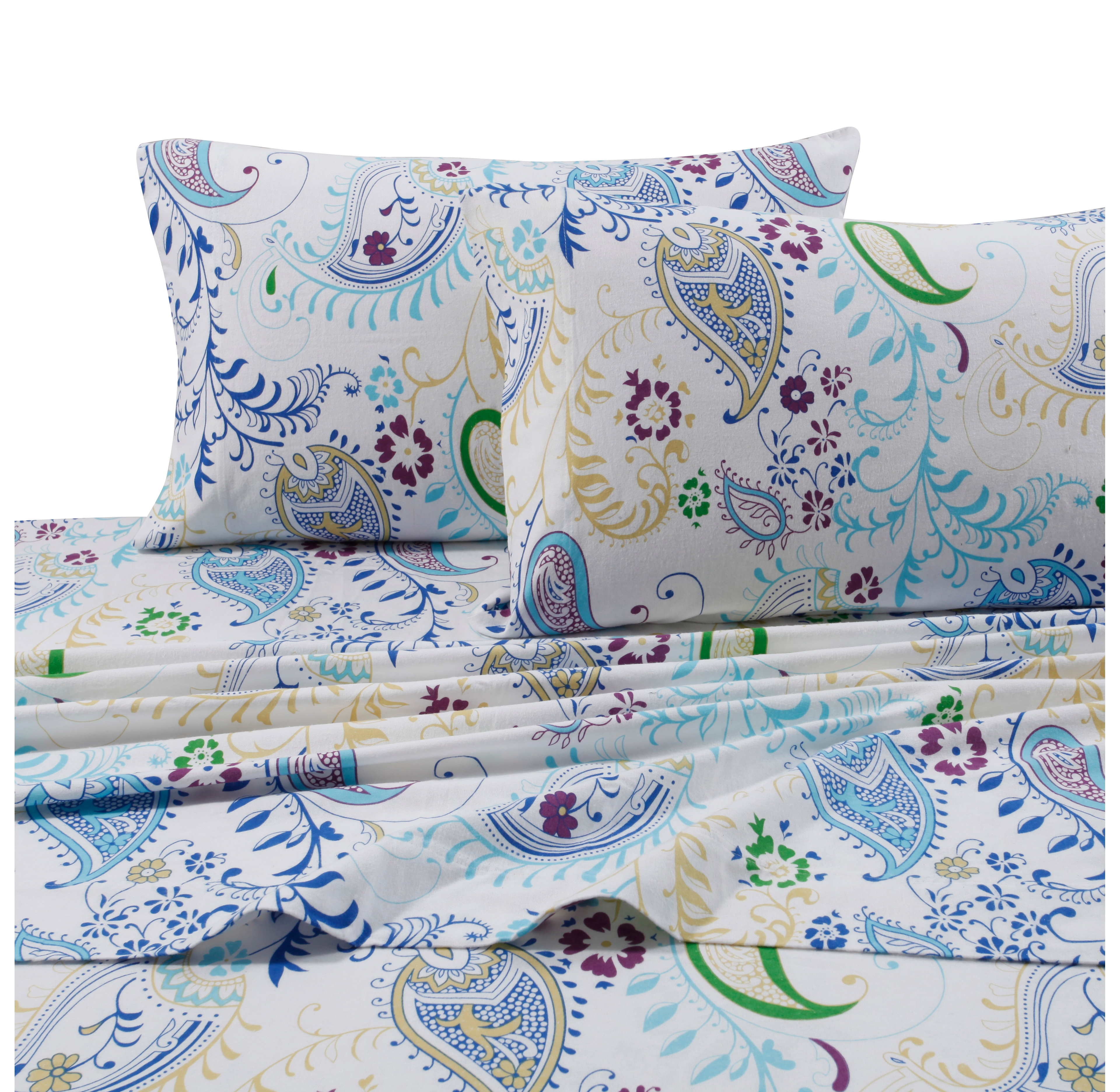 Tribeca Living Paisley Garden Extra Deep Pocket Flannel Sheet Set, Twin