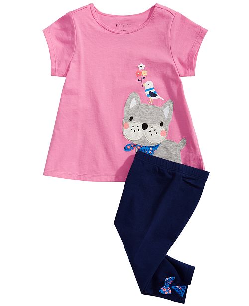 First Impressions Baby Girls Frenchie Print T Shirt Bow Detail