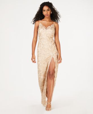 macy's gold sequin dress