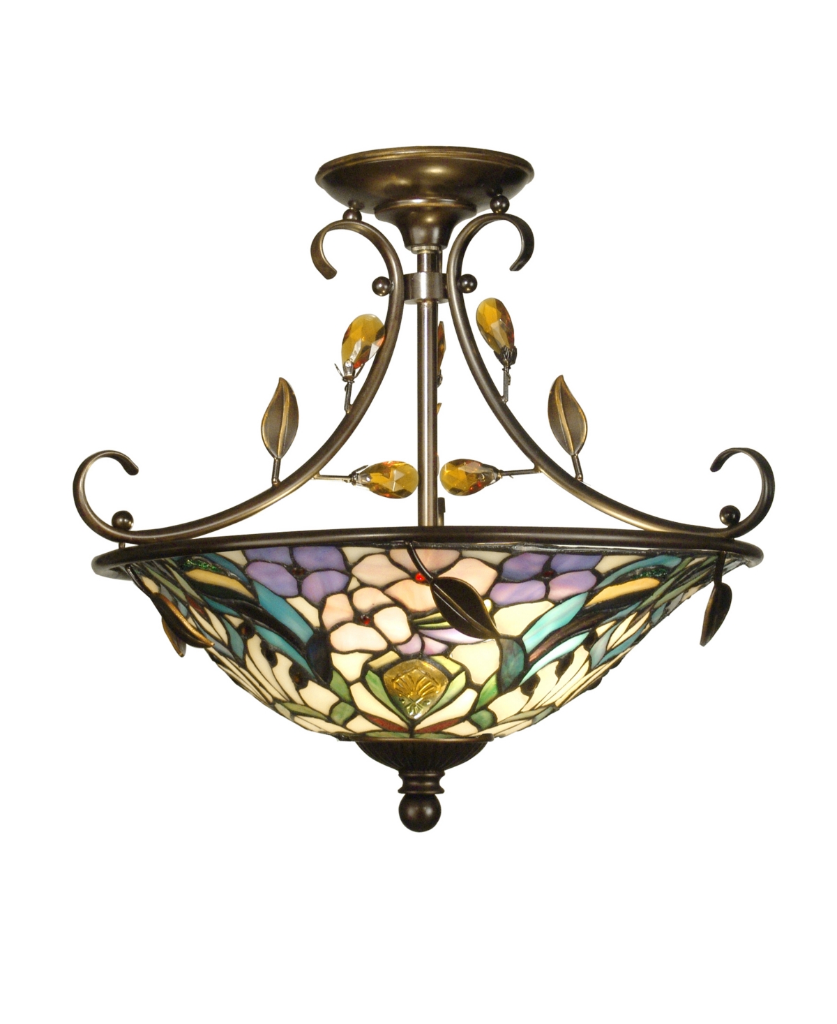 Dale Tiffany Peony Crystal Semi Flush Mount In Multi
