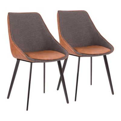 Marche TwoTone Chair in Faux Leather and Fabric Set of 2