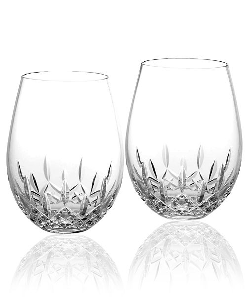 Waterford Stemware Lismore Nouveau Stemless Deep Red Wine Glasses, Set