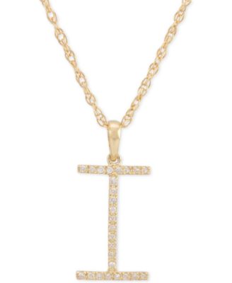 Diamond (1/10 ct. t.w.) Initial Pendant Necklace in 10k Gold, 16" + 2" extender 